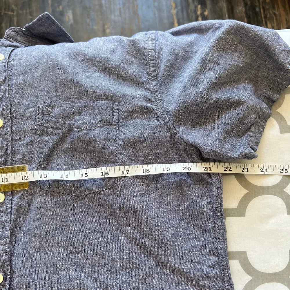Men's GAP Blue Standard Fit Linen Blend Casual Button Down Shirt L